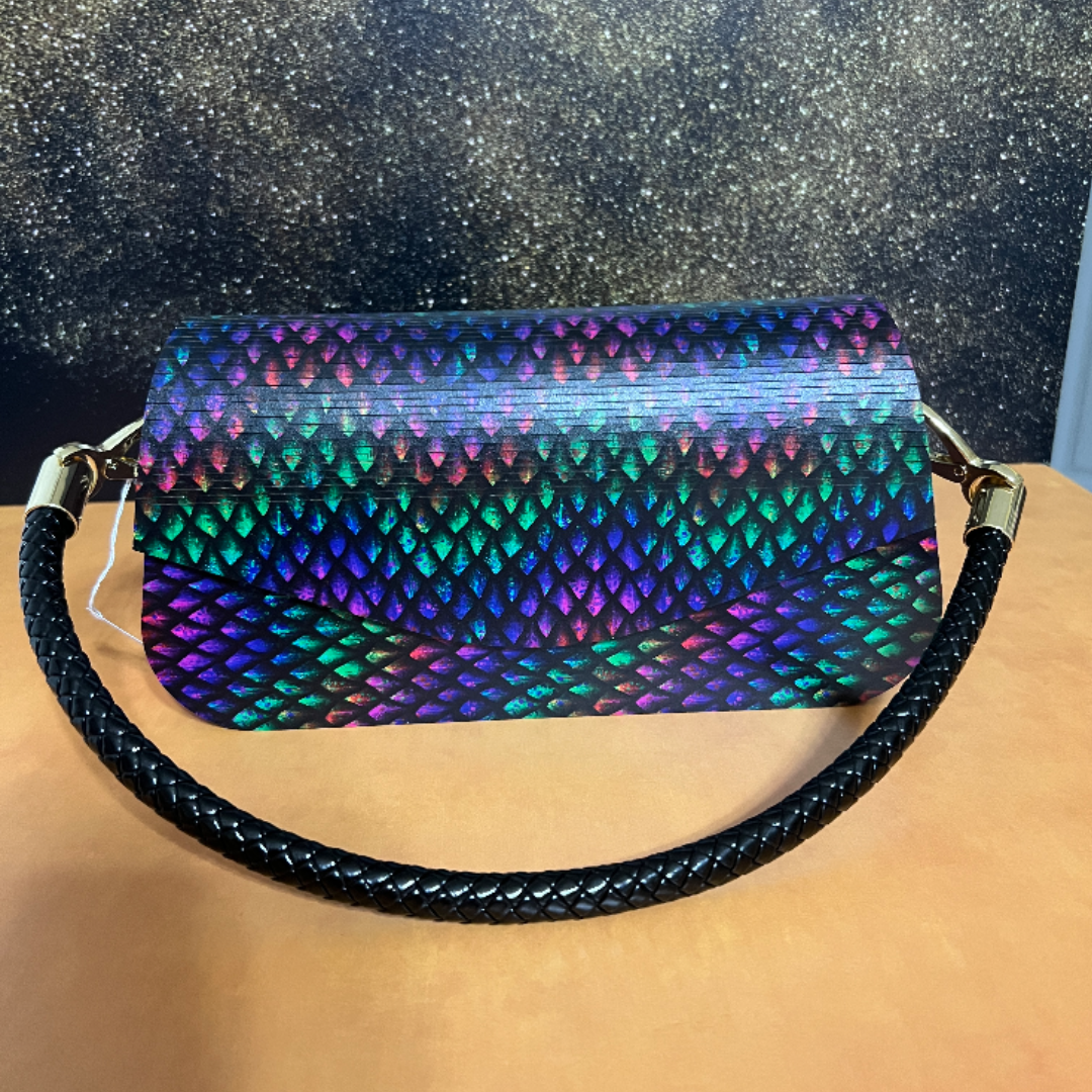 Special Occasion Purse - Angela Style - dragon scale pattern on purple base