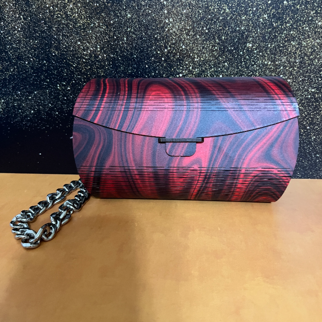 Special Occasion Purse - Clutch style - Red and Black swirl pattern