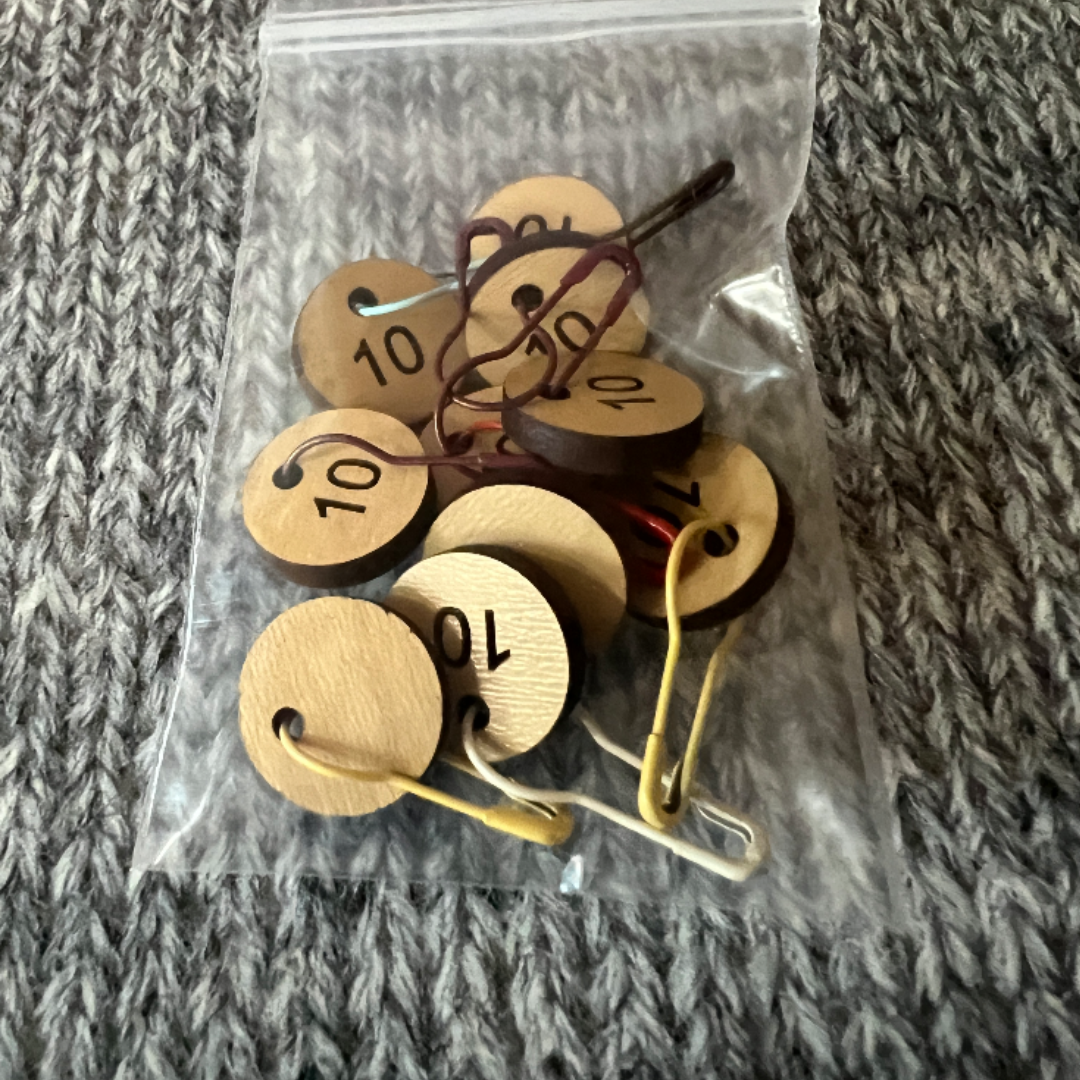 10's  - row or stitch markers, set of 10 - wood