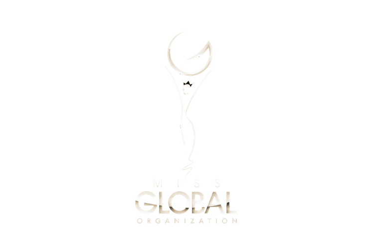 Miss Global Organization logo featuring a stylized figure holding a crescent moon above their head with the text 'Miss Global Organization' below.
