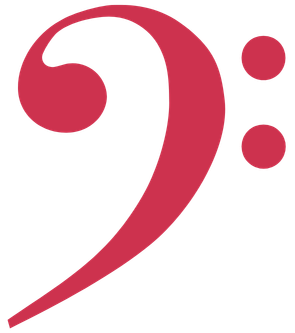 A large, stylized pink bass clef