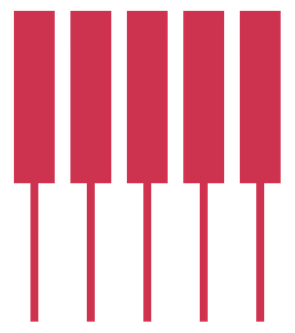 A close-up of a pink piano keyboard.