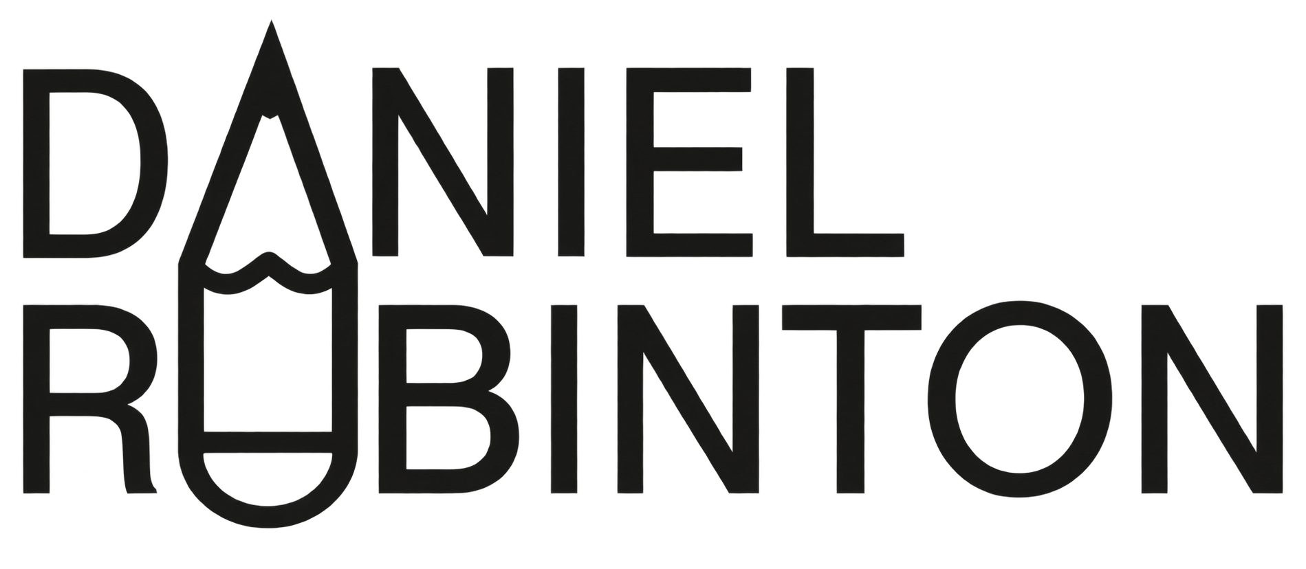 The logo for Daniel Rubinton features black text with a stylized pencil symbol replacing the letter 'A' in 'Daniel' and the letter 'U' in 'Rubinton'.