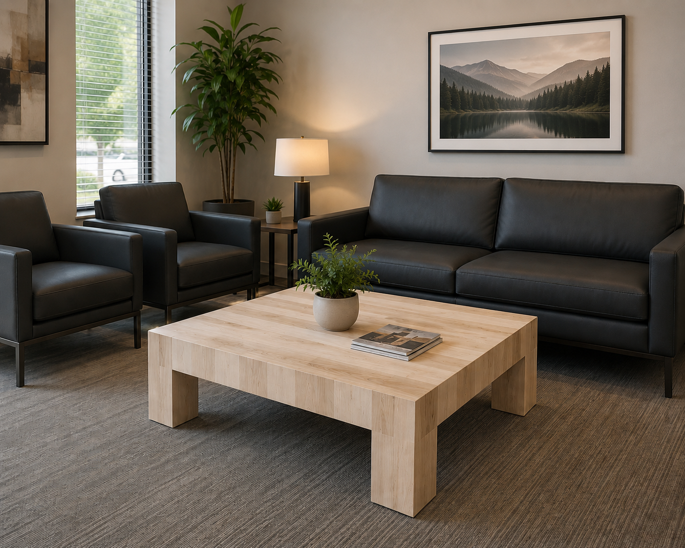 Square 48 inch solid maple coffee table