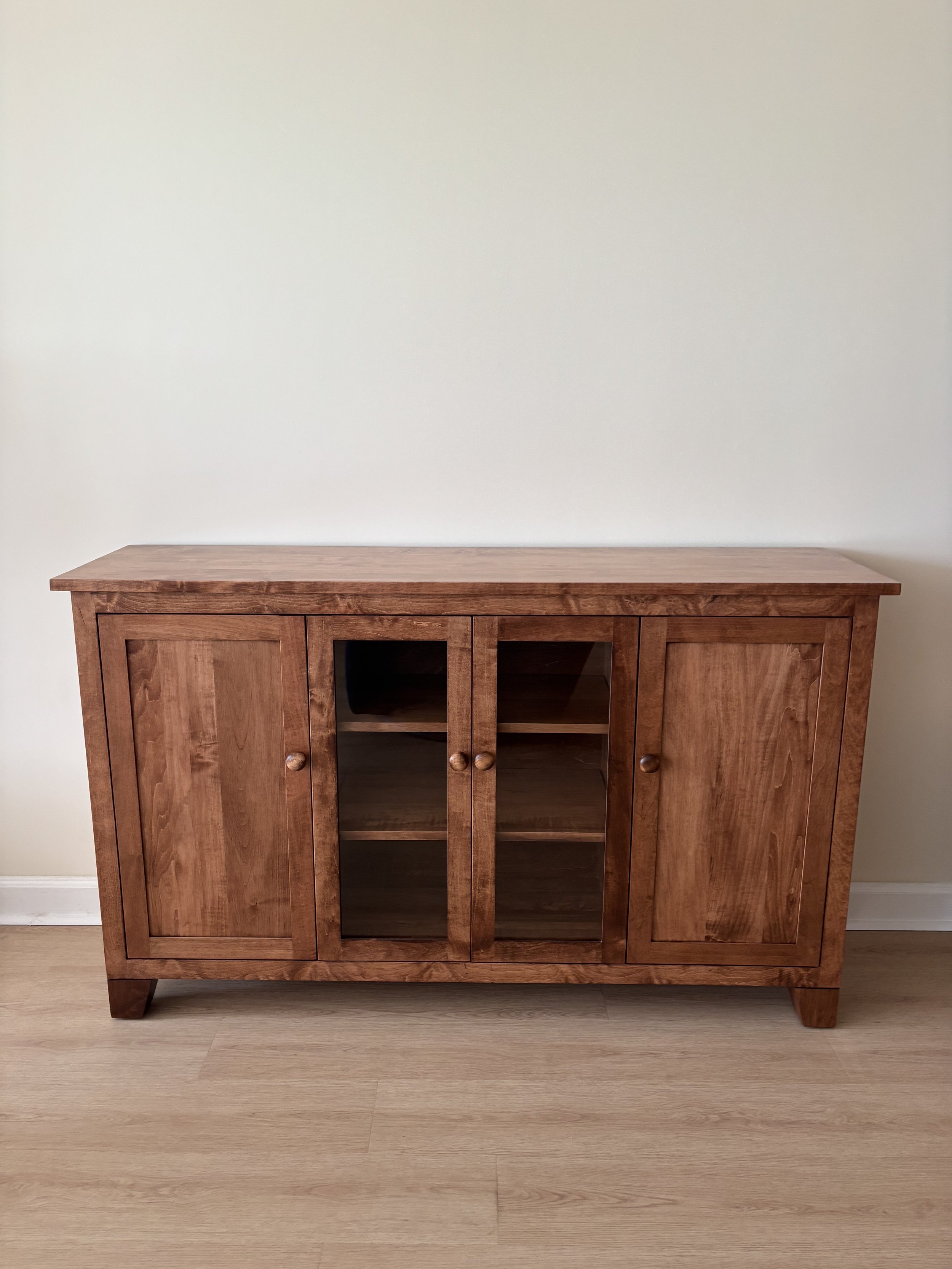 Solid maple sleek 4 door short on solid wood feet