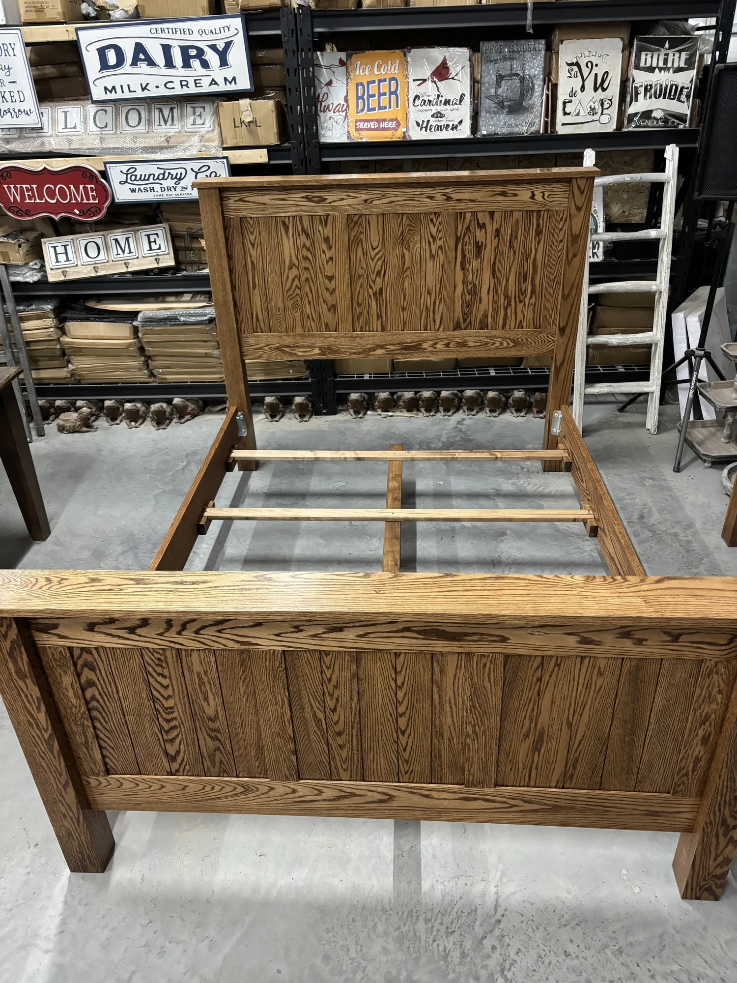 Solid Oak bed stained natural