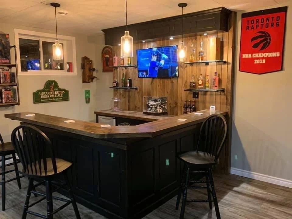 U-shaped Custom Bar with v-groove back wall