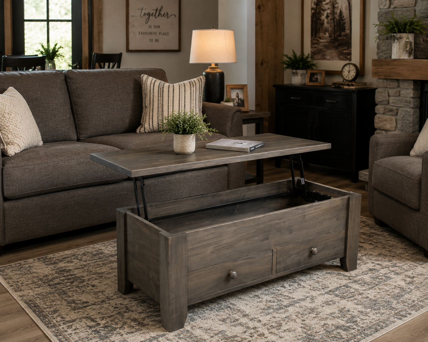 Coffee table with 2 drawers and Lift top