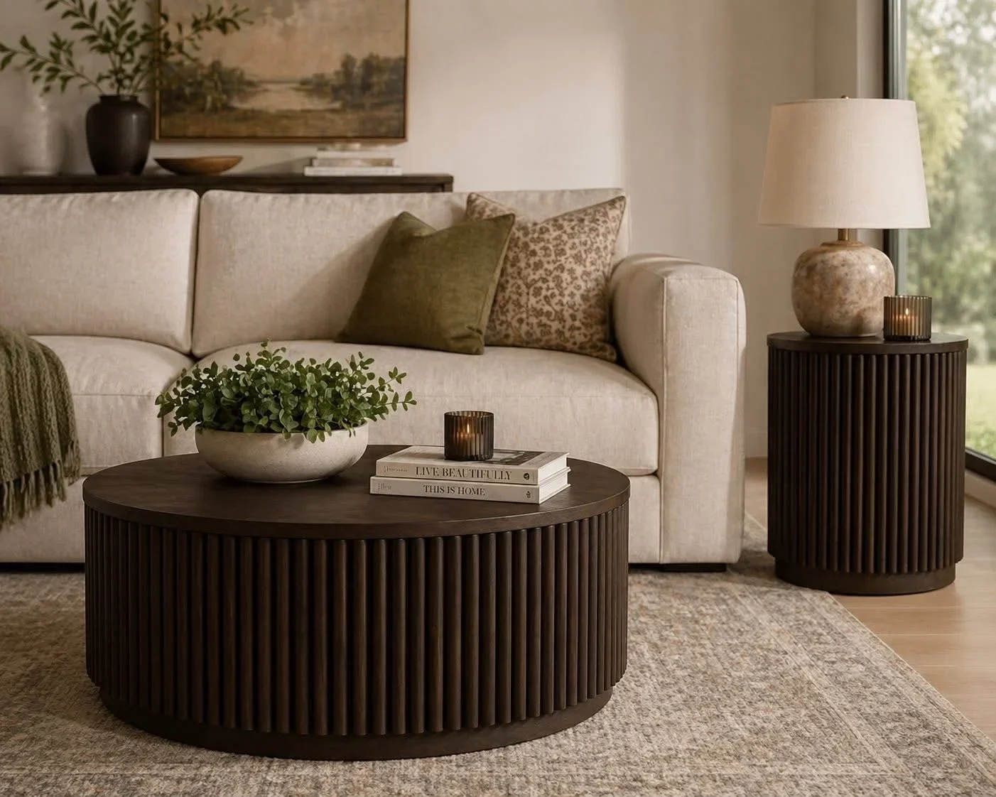 Solid maple round table coffee table