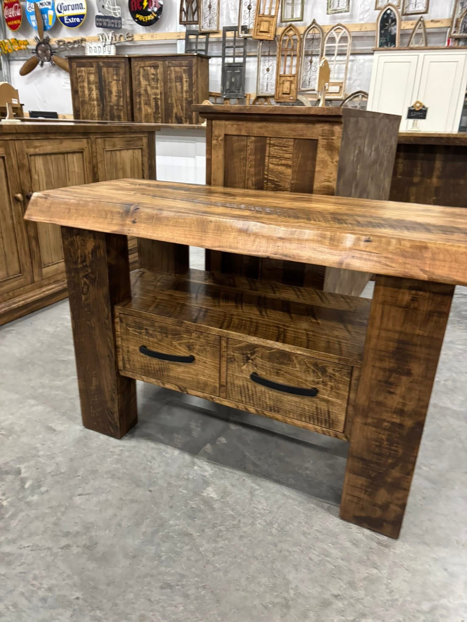Live edge sofa table, vanity or sideboard