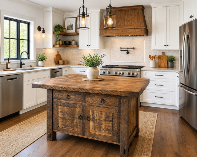 New Rustic Collection solid maple kitchen island