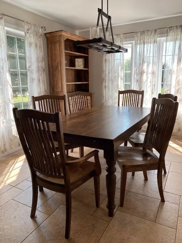 Turned all stained harvest table