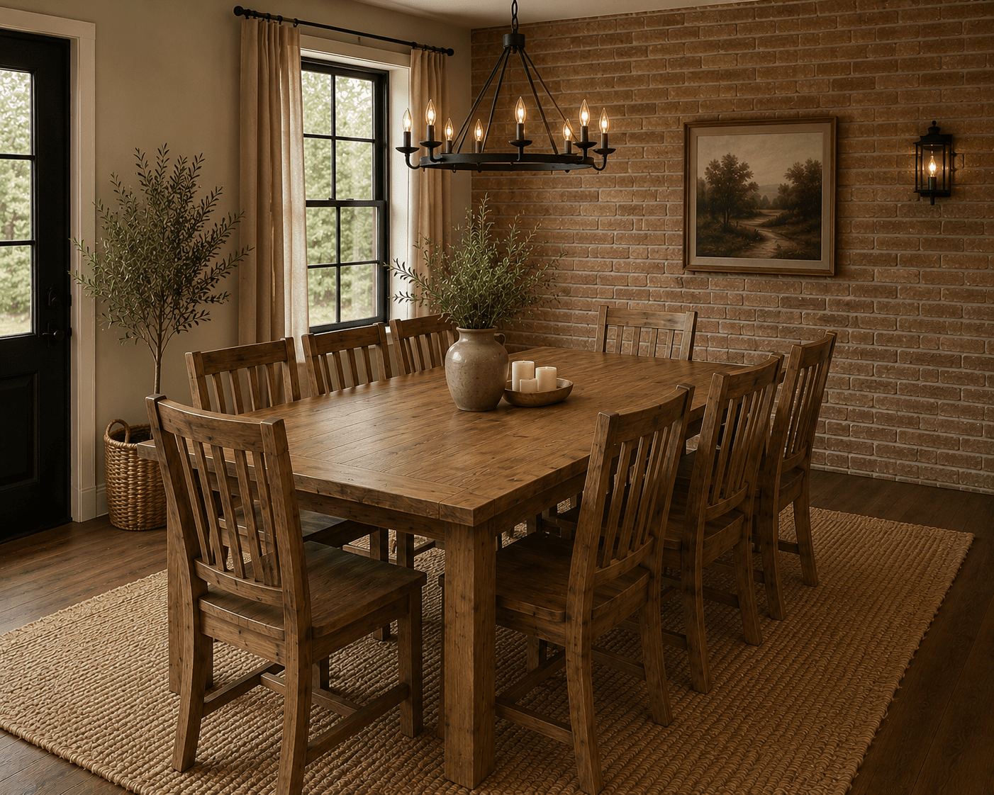 Tapered all stained Solid maple Sleek Collection harvest table