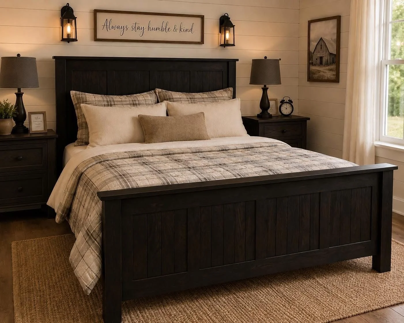 Solid Oak bed black