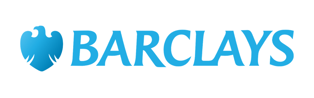 Barclays logo with blue eagle emblem and the word 'Barclays' in blue text.