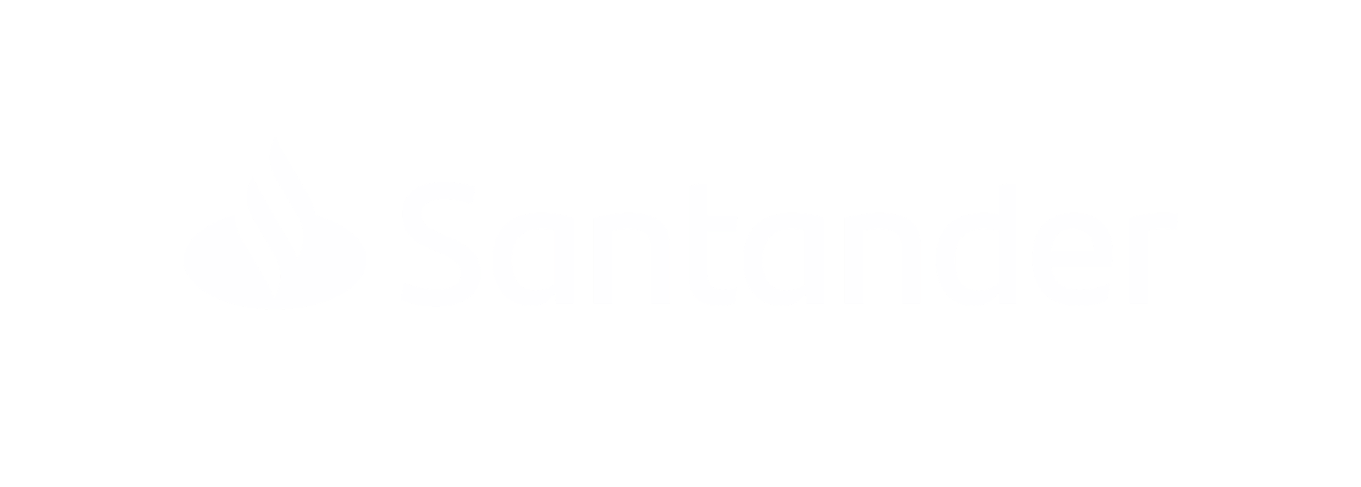 White Santander logo with stylized flame icon on black background