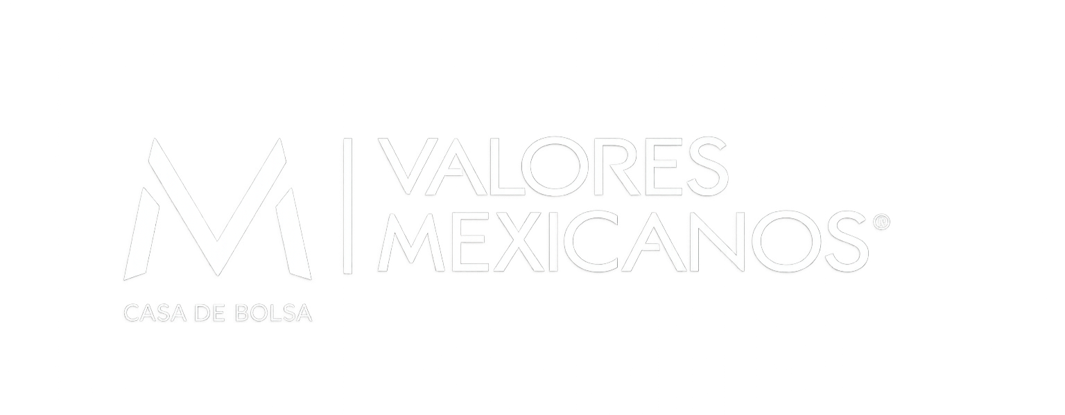 Logo for Valore Mexicano, Casa de Bolsa, featuring stylized letter M and text in white on a black background.