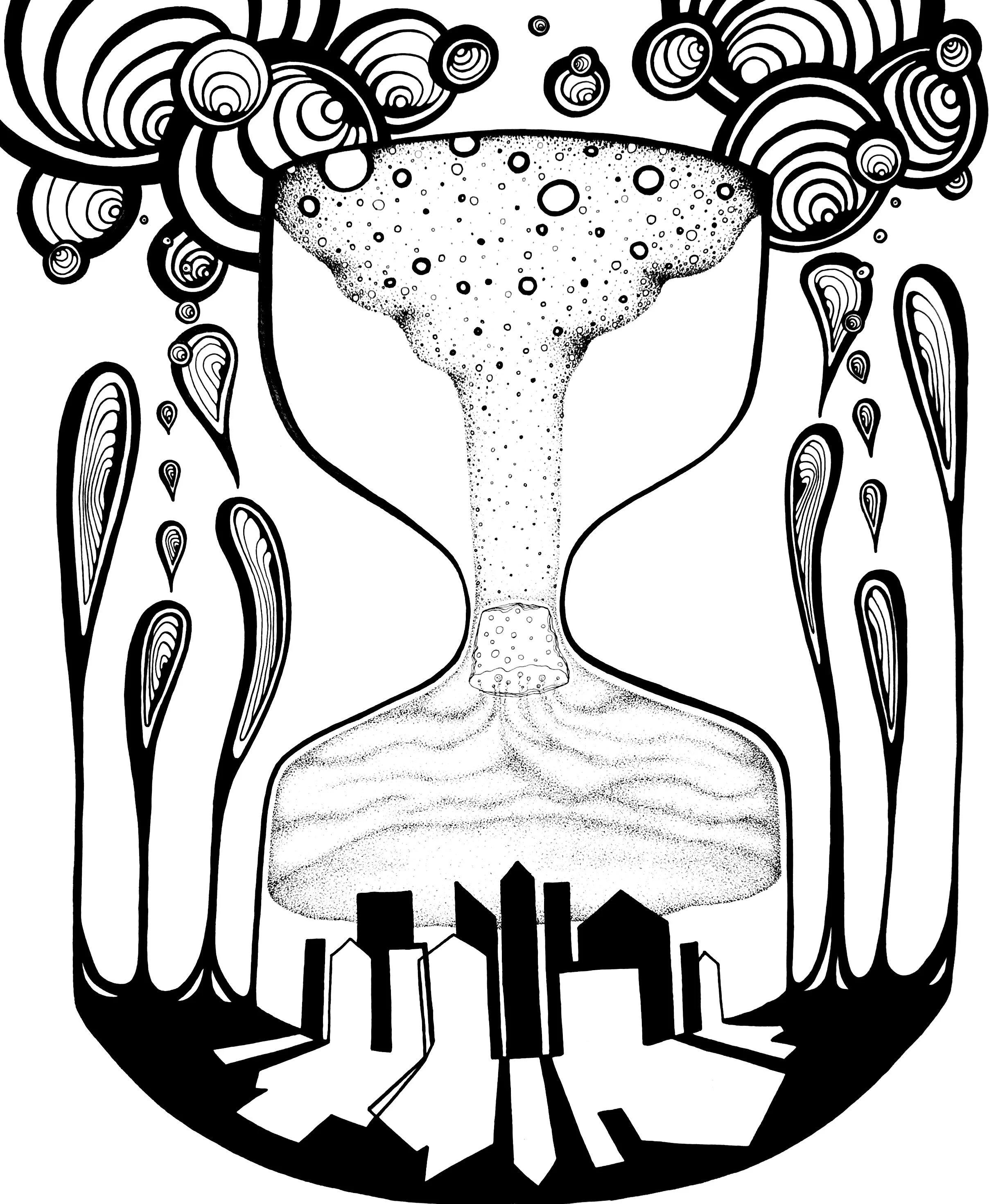 Pollution — Abstract Black & White Ink Drawing