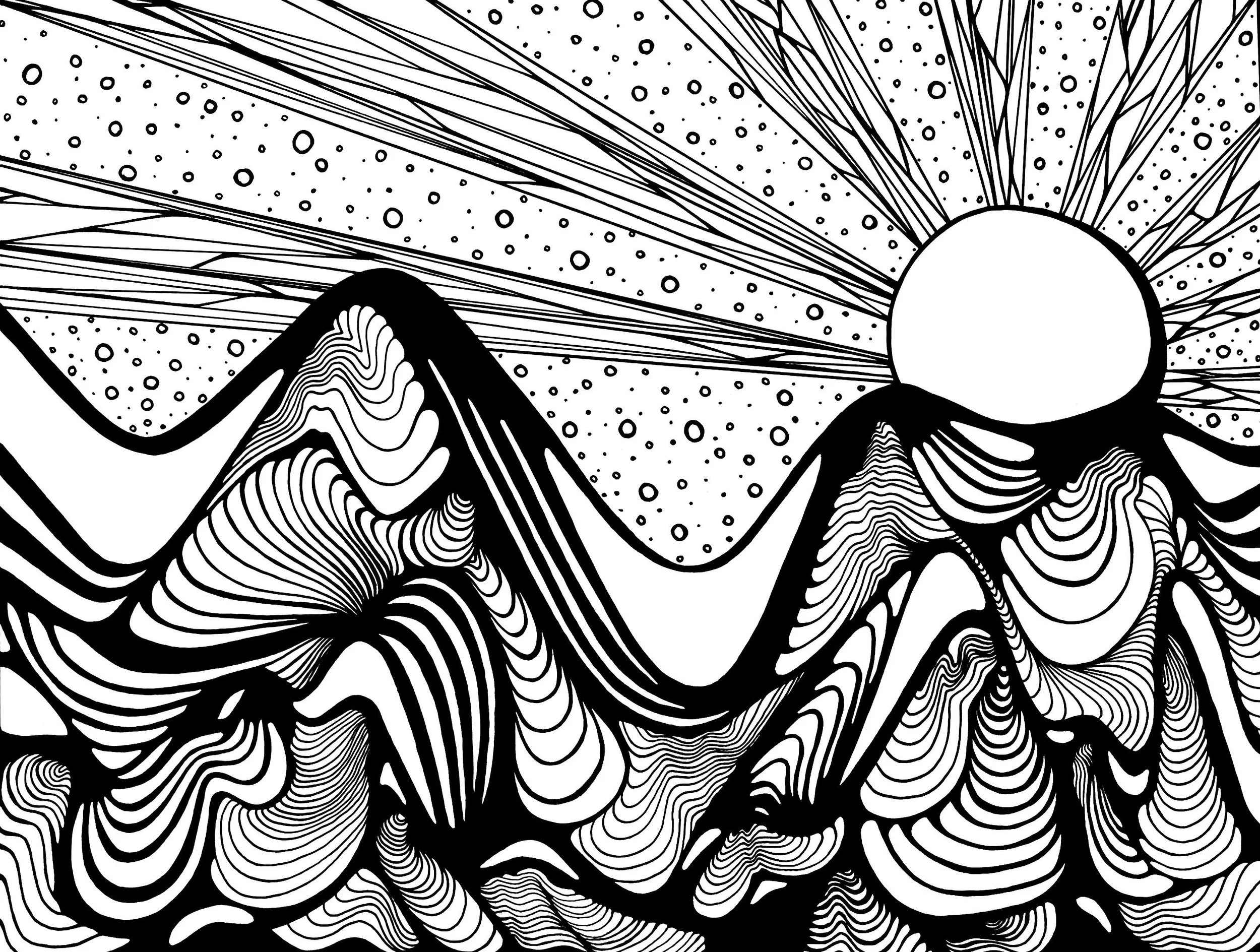 Sunscape & Nightsky — Abstract Mountain Landscape Series