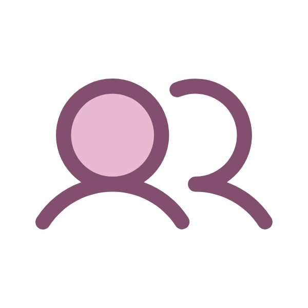 Flat purple icon of a person with a number 2 beside it, representing a second profile or entry.