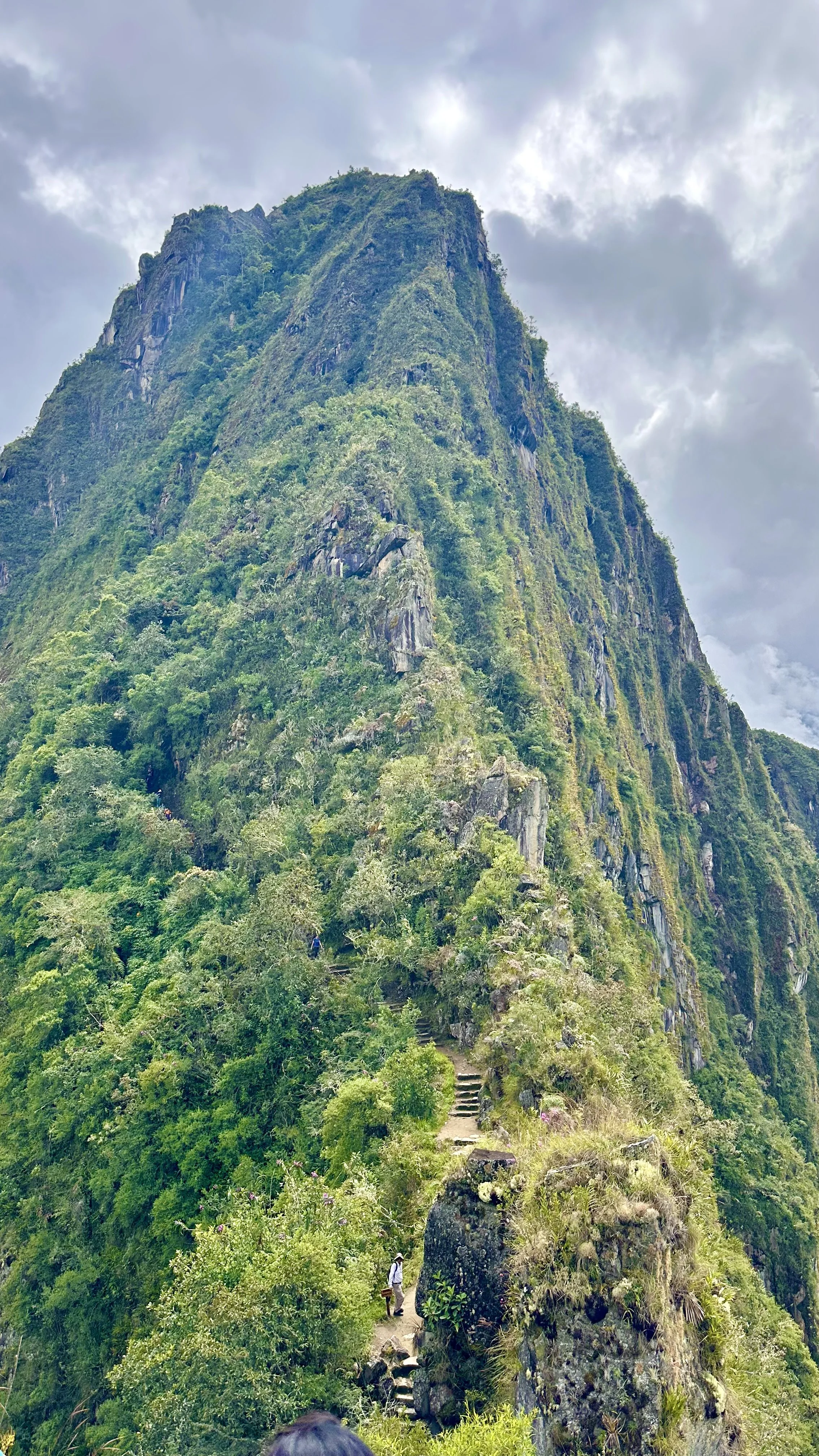 Huayna Picchu mountain peak seen from the trail below