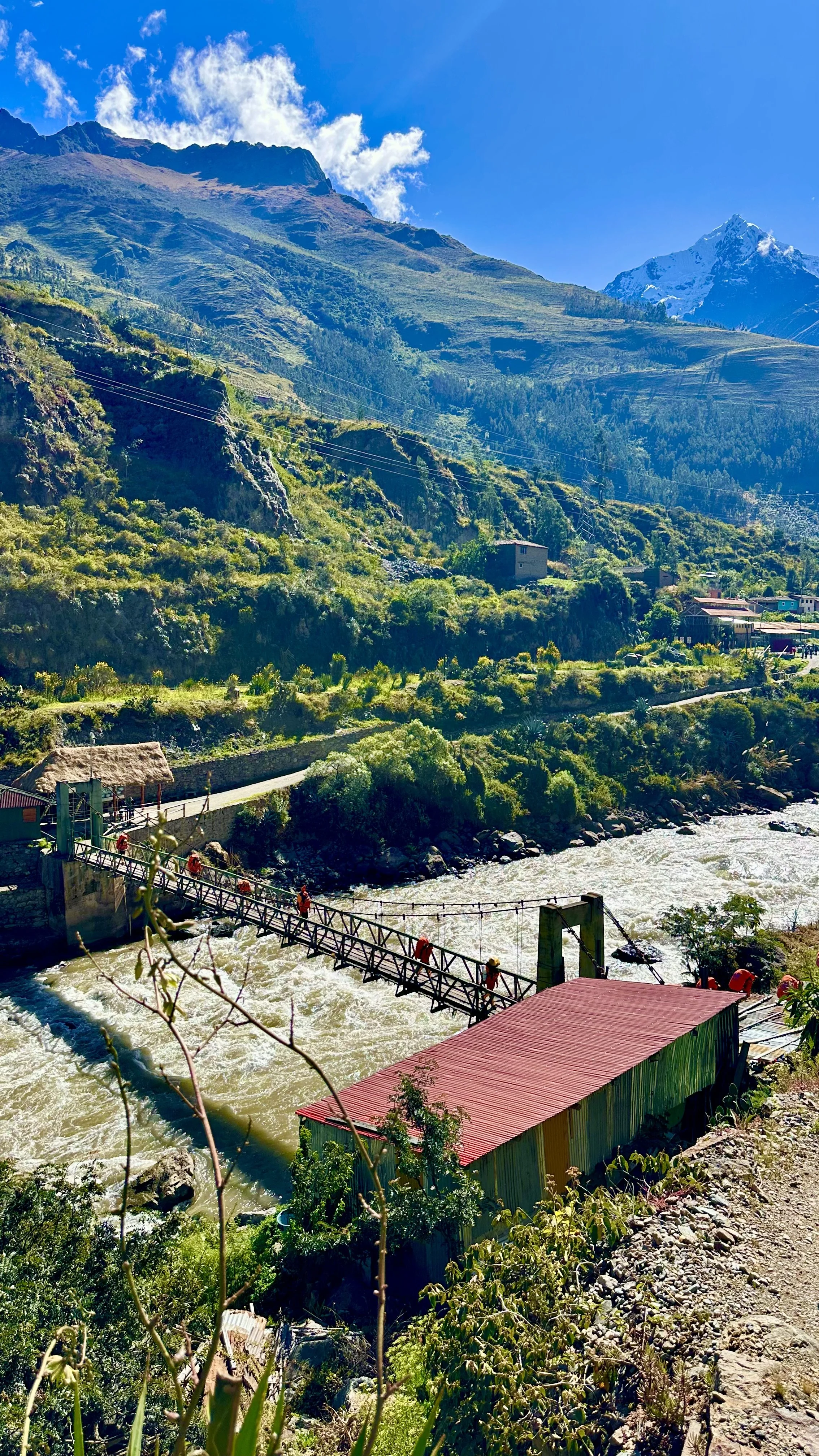 Suspension bridge crossing on the Inca Trail near KM82
