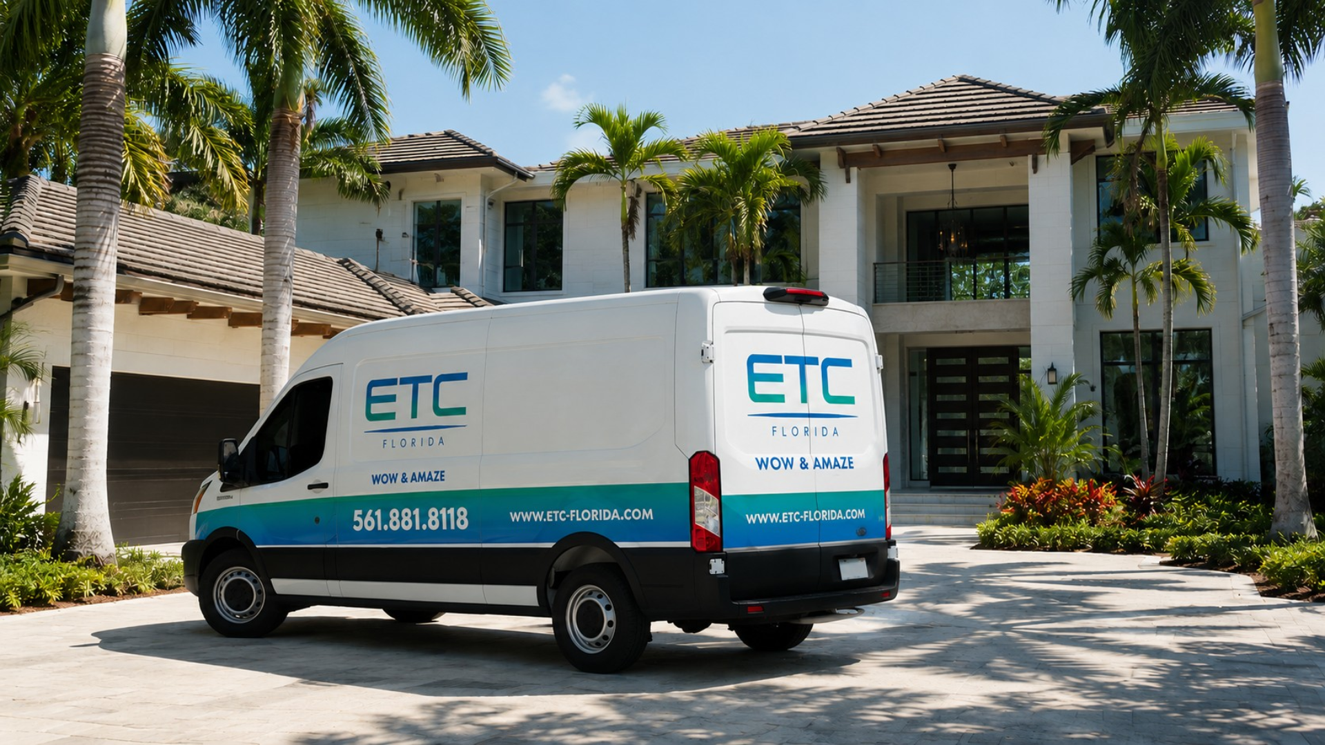 ETC Florida service van in the driveway of a Palm Beach area home