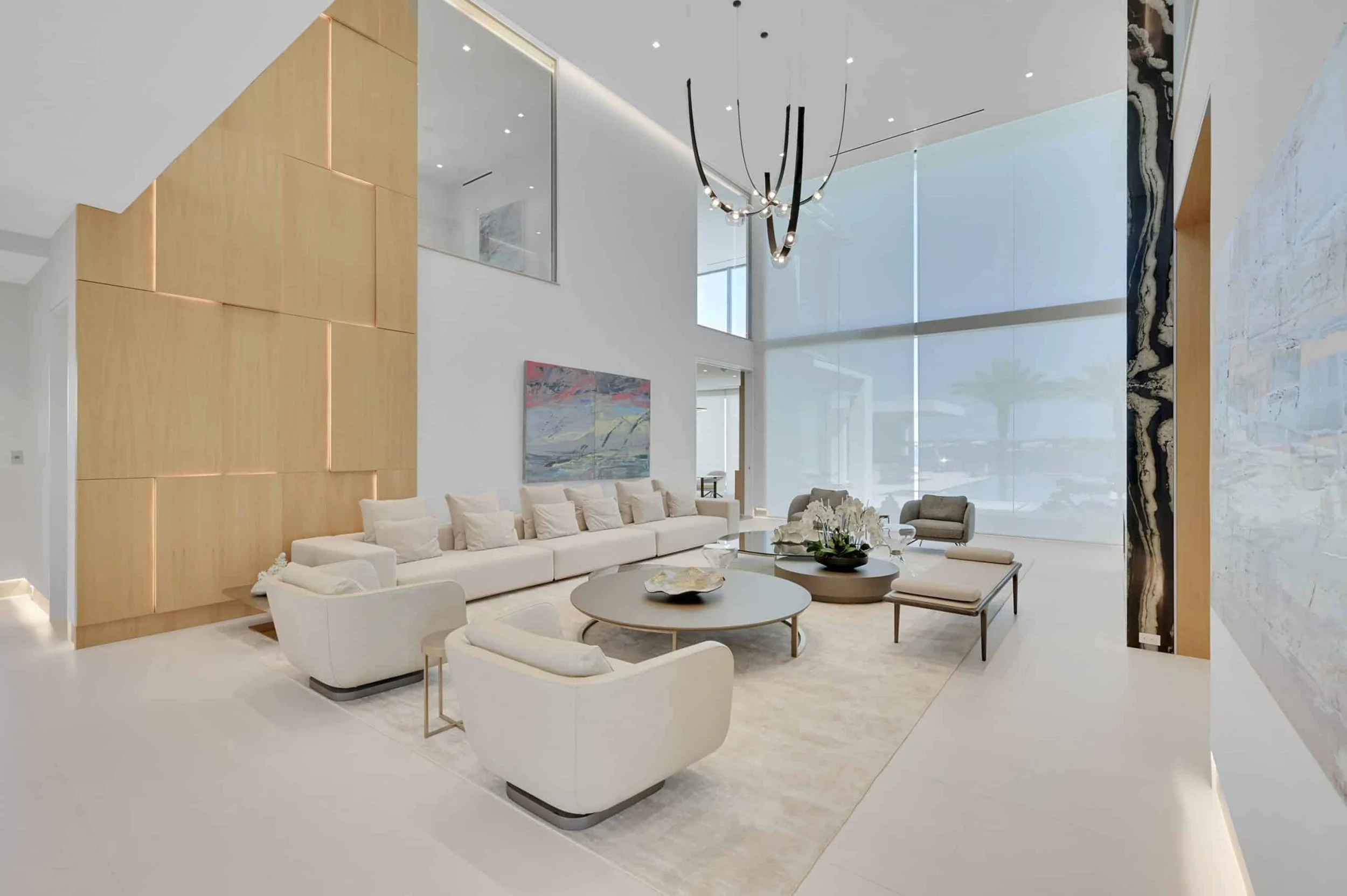 Modern living room with Ketra lighting in South Florida home