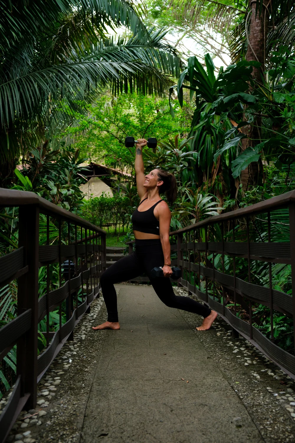 Kelly training on a jungle walkway in Nosara