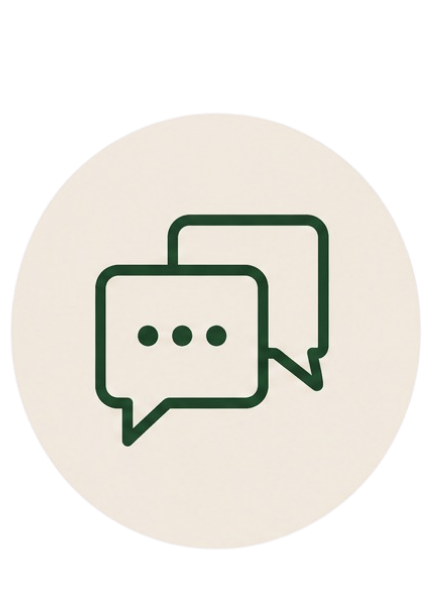 Icon of two chat bubbles, one overlapping the other, with three dots inside indicating a conversation.