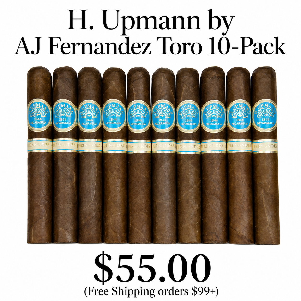 Box of ten H. Upmann by AJ Fernandez Toro cigars. Price is $55.00 with free shipping on orders over $99.