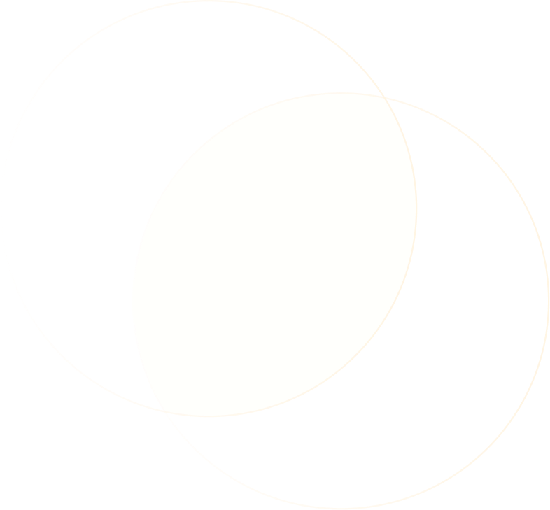 An abstract digital illustration of two overlapping circles with a white ellipse in the center, against a dark background.