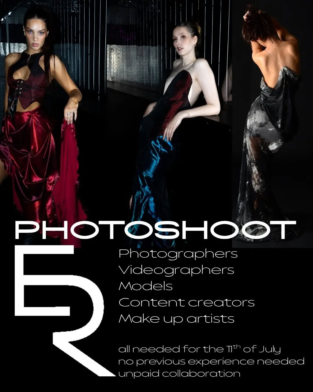 CALL OUT &ndash; FASHION PHOTOSHOOT COLLABORATION 🖤

We're looking for creative people to collaborate on a fashion shoot on Saturday 11th of July in Weston super Mare

✨ Seeking:
🖤 Photographers
🖤 Models
🖤 Videographers
🖤 Content Creators
🖤 Mak