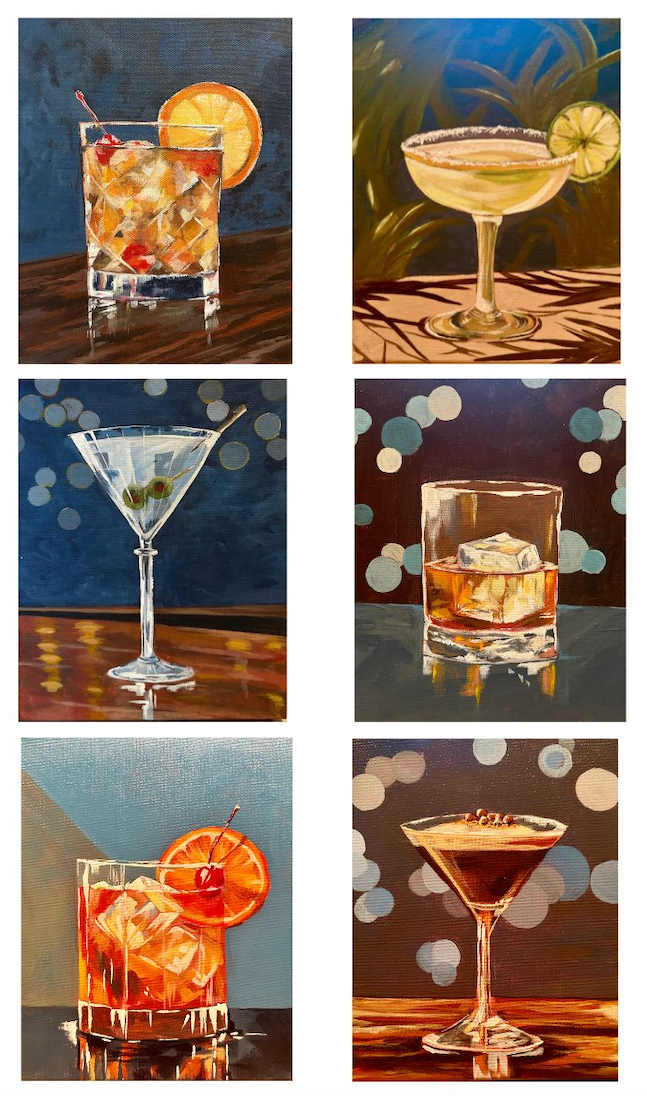 Boxed Set of 6 Assorted Cocktail Note Cards + Envelopes $15/set