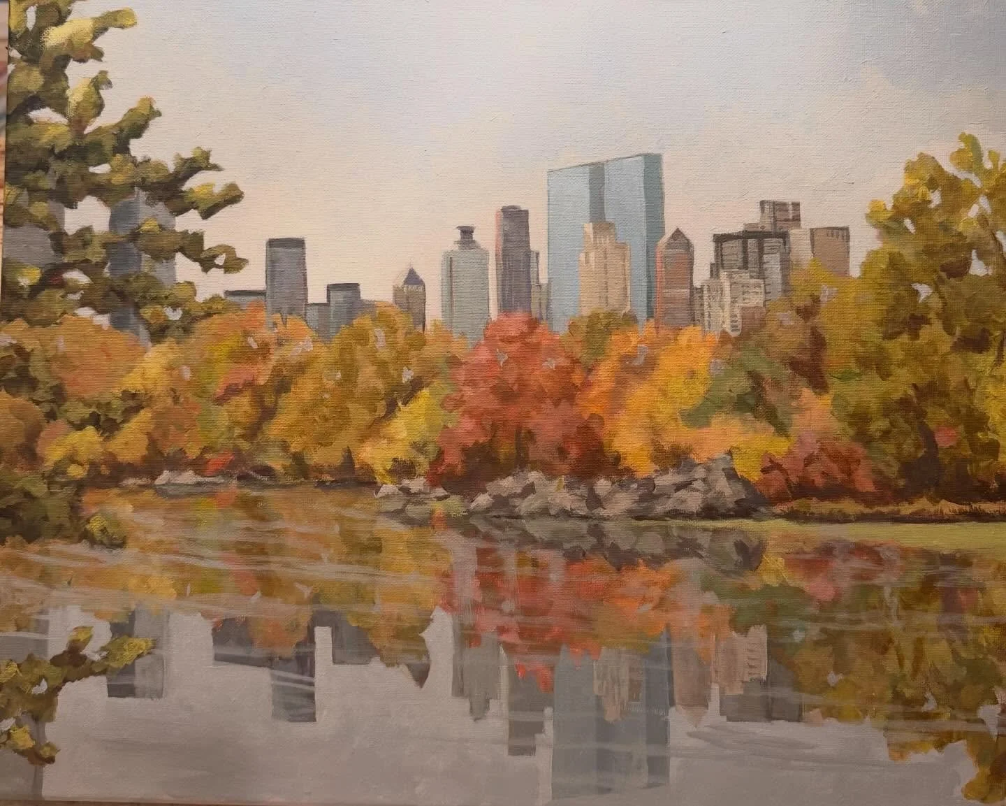 &ldquo;Fall In Love&rdquo; 16 x 20 Acrylic.
This was commissioned by a client who is giving the Central Park scene to her sister who got engaged there. #newyorkart #centralparkview