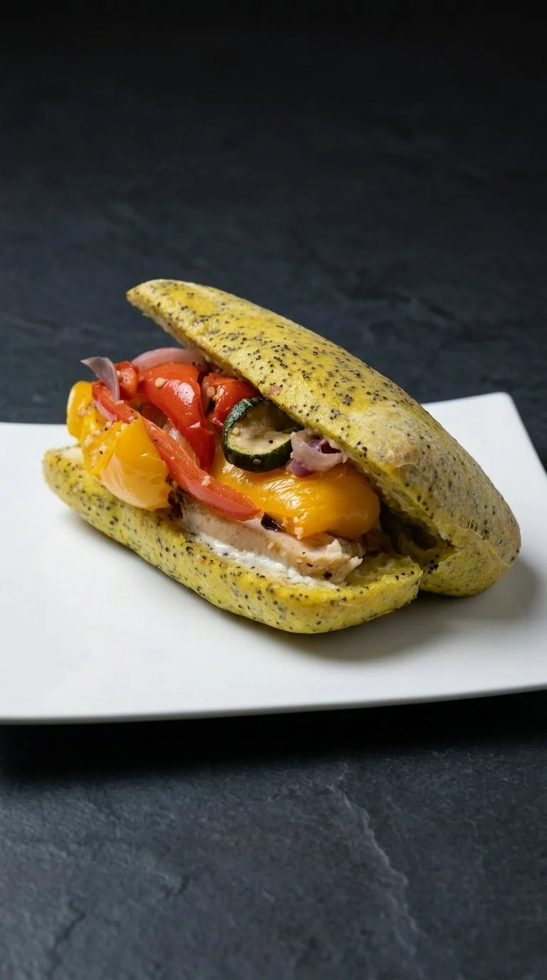 Sandwich au poulet BBQ et légumes grillés