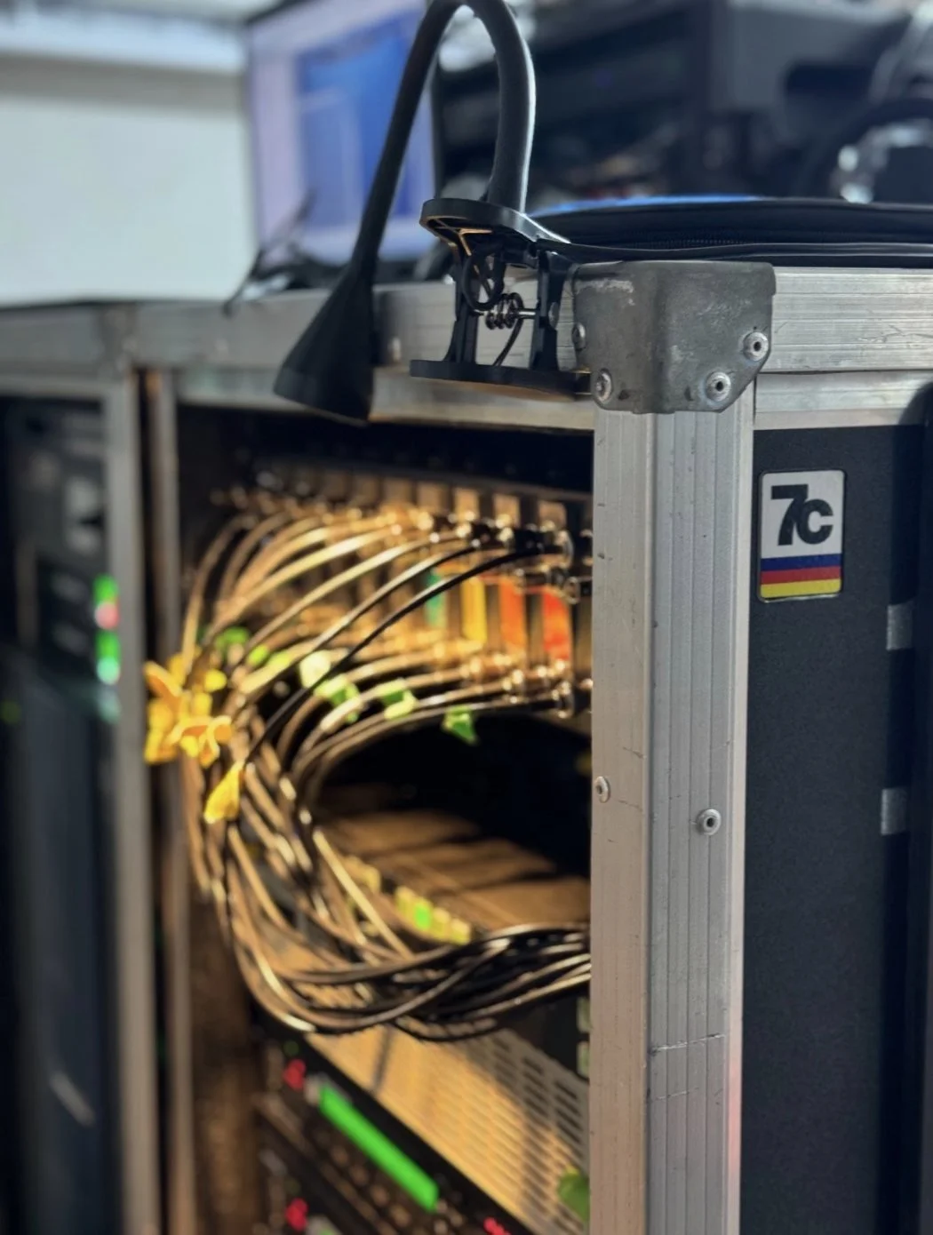 7C equipment rack with cabling