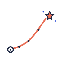 A graph with a rising trend line and a star at the end, indicating growth or success.