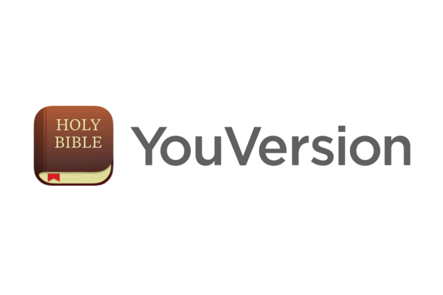 Logo for the Holy Bible with the text 'YouVersion' next to an icon of a Bible