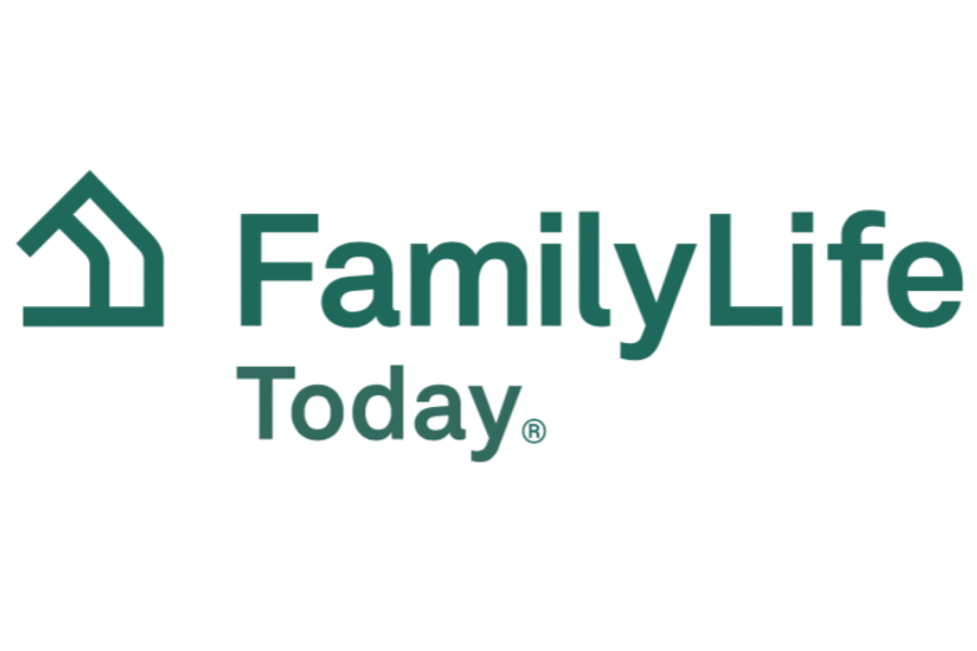 The FamilyLife Today logo with a house icon to the left, featuring a stylized roof and chimney, and the text 'FamilyLife Today' in bold green font.