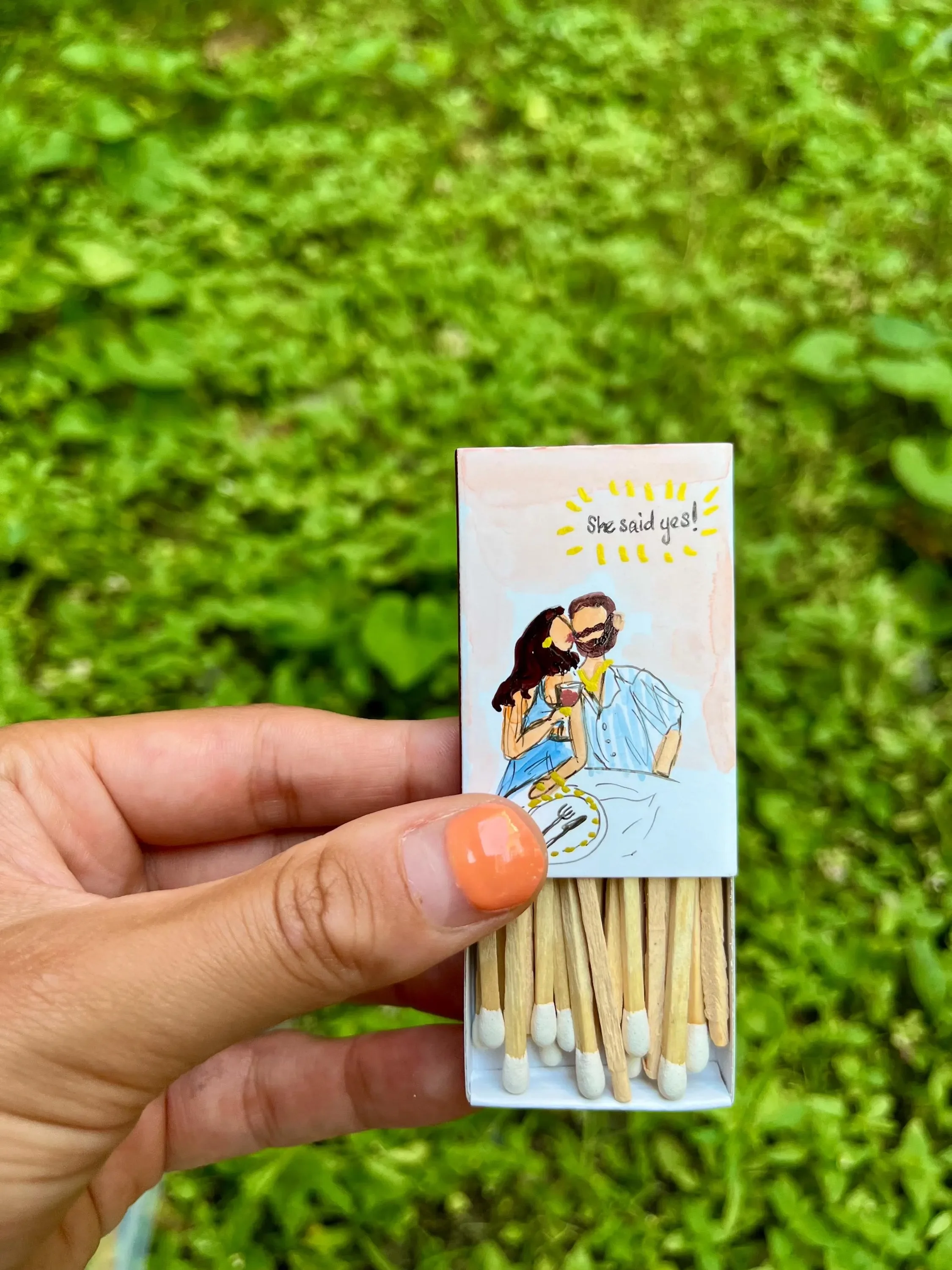 Hand-Illustrated Matchboxes with Matches | Custom Art Safety Matches, Coffee Table Decor