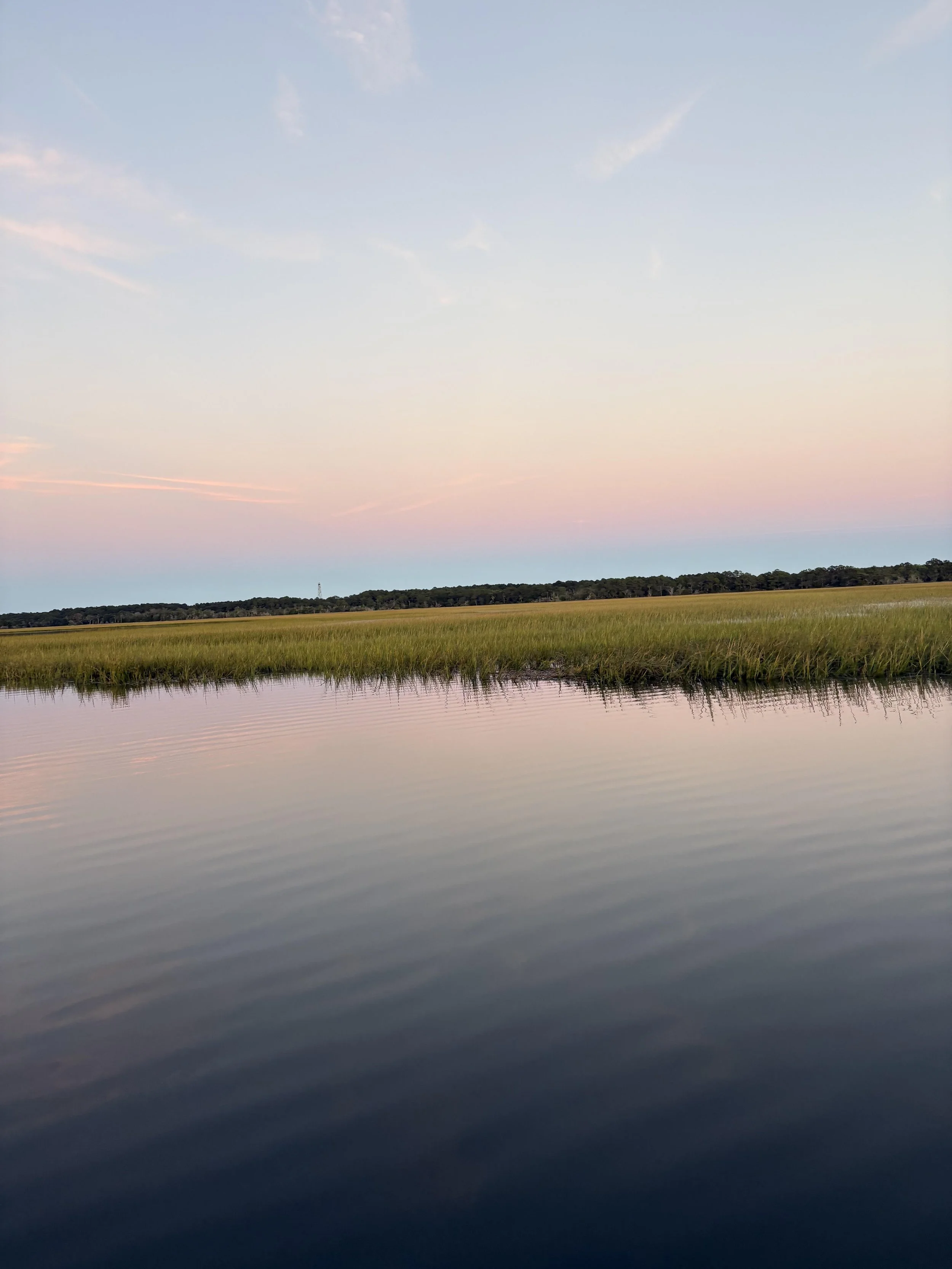 Sunset photo of marsh near Bulls Bay, South Carolina.
