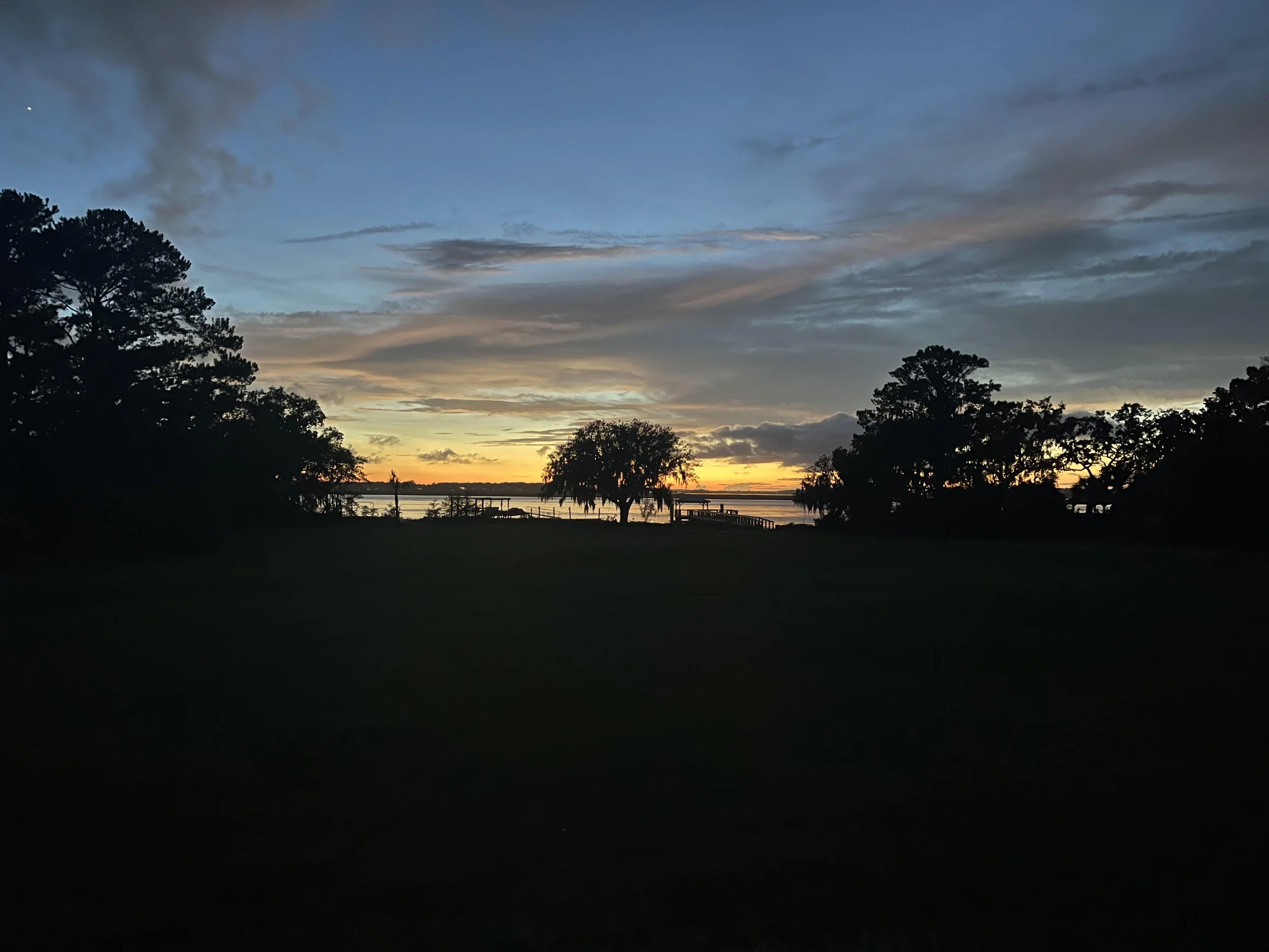 Final moments of sunset at Fort Pemberton park in the Riverland Terrace neighborhood of James Island, South Carolina.