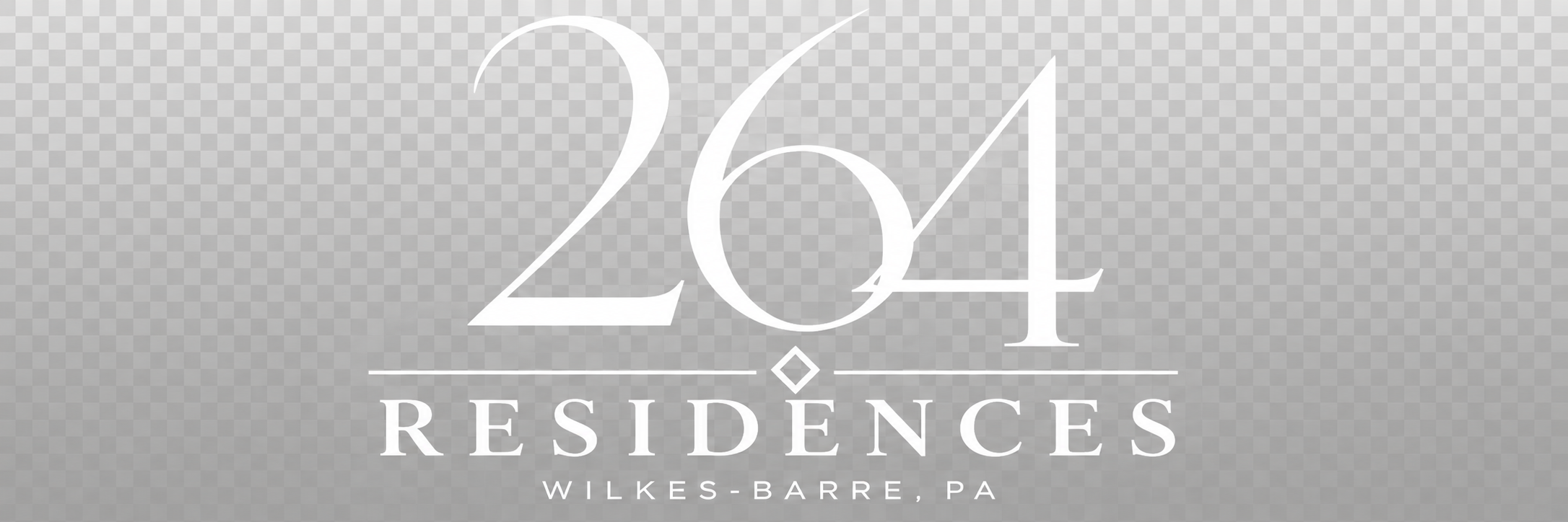 Logo for 264 Residences in Wilkes-Barre, Pennsylvania with large stylized '264' and the word 'Residences' below.