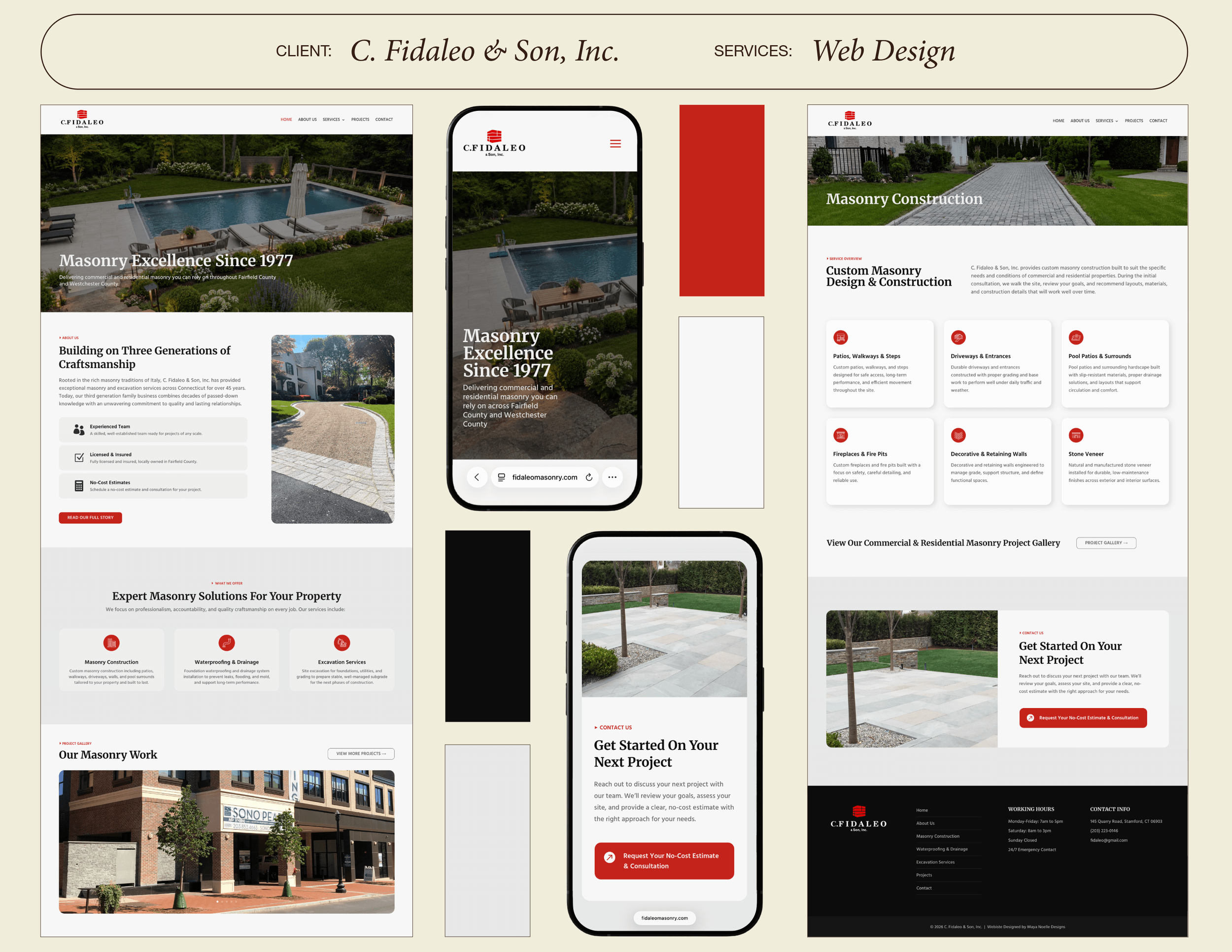 C. Fidaleo and Son, Inc. clean, modern, responsive website design mockup layout designed by Maya Noelle Designs.