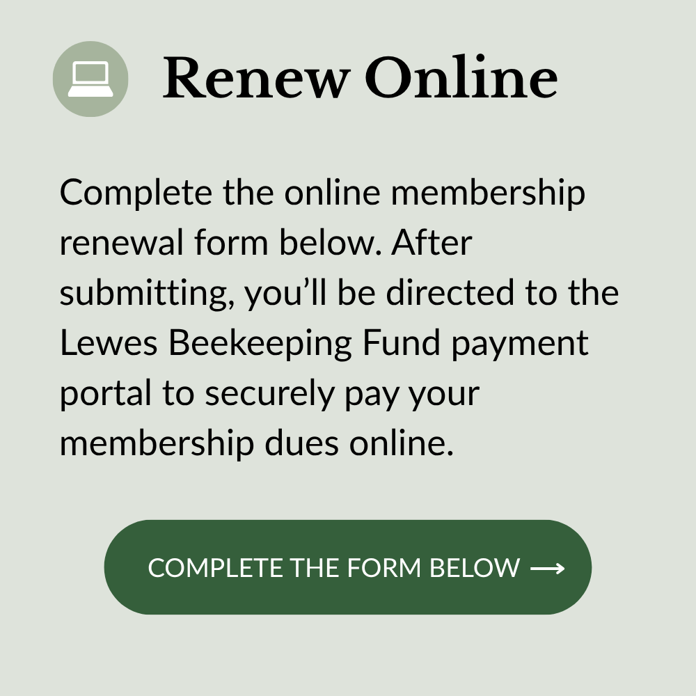 A web page for renewing online it has a greenish background, black text, and a green button with white text.
