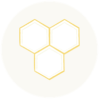 Outline of three interconnected hexagons forming a honeycomb pattern