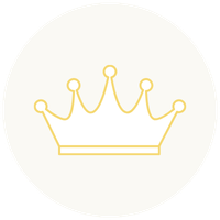 A simple gold outline drawing of a crown against a white background.