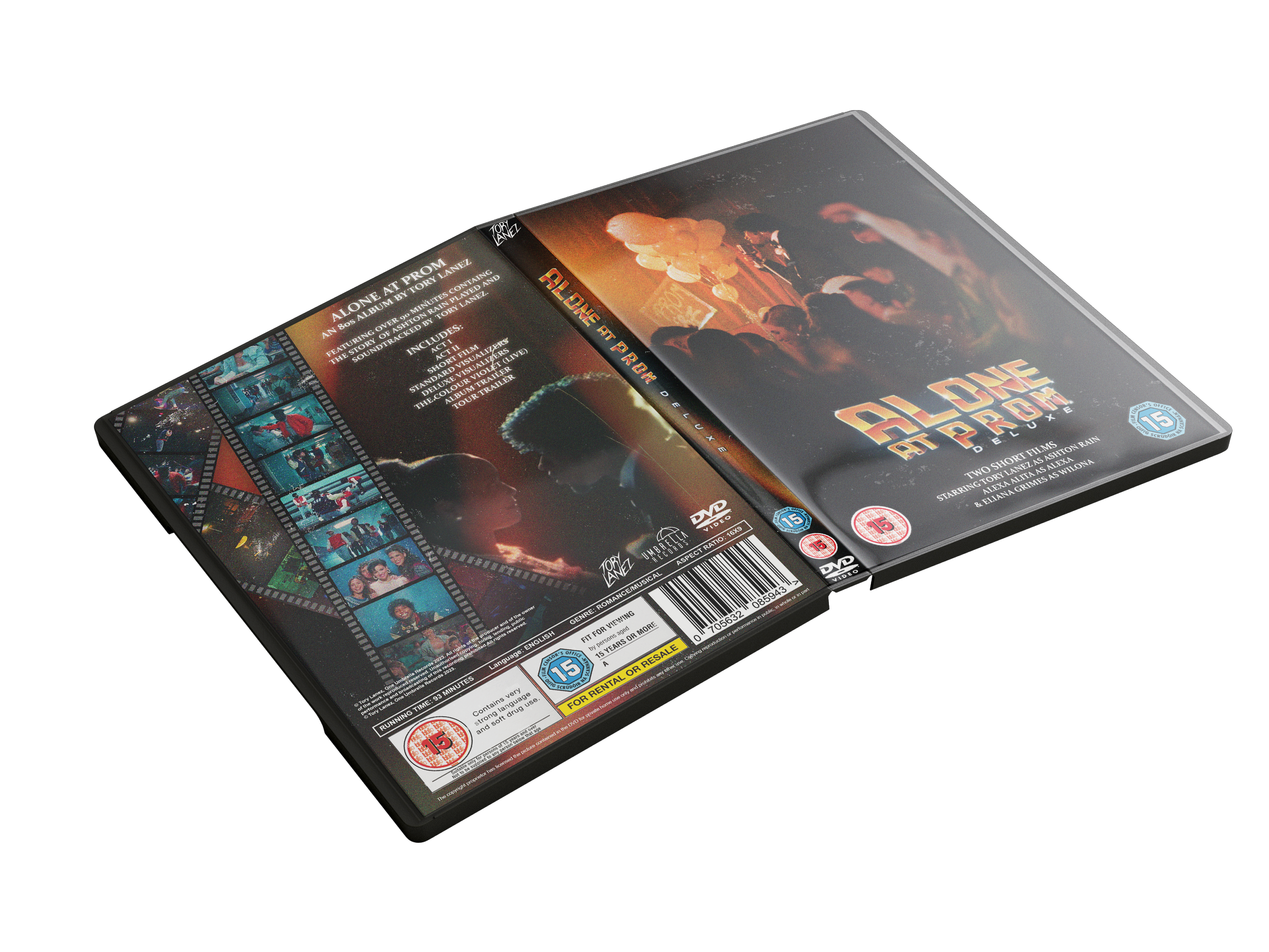 DVD case for 'Alone at Prom' featuring a band performing on stage with audience in front, some fog or smoke effects, and film strip with scenes on the left side.