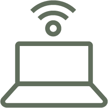 Icon of a laptop with a Wi-Fi signal above it
